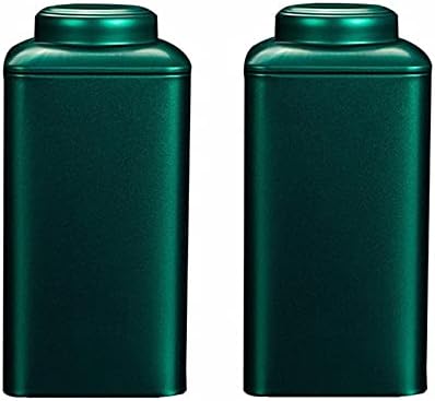 Tea Canister 2 Pieces Tea Tins Sealed Storage Jars Iron Container for Storing Loose Leaf TeeA Tea Canister (Color : Green, Size : 7.5x7.5x15.5cm) by Unknown