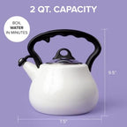 Farberware Lovely Lady Stovetop Tea Kettle, Whistling Teapot, Porcelain Enamel on Carbon Steel, BPA-Free, Rust-Proof, Cool Handle, 2 qt, 8 Cup Capacity, Pearl - Image 6