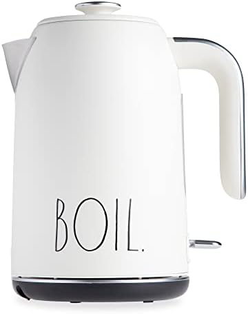 Rae Dunn Electric Hot Water Kettle - Stainless Steel Coffee Maker, Tea Kettle, Swivel Base, With Automatic Shut Off Boil-Dry Protection, Easy Pour Pitcher, 1500 Watt Boiling Power, 1.7 Liters, Cream by RaeDunn
