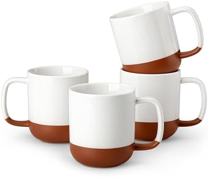 MALACASA Ceramic 11oz Coffee Mugs Set of 4, Khaki White by MALACASA