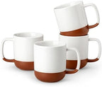 MALACASA Ceramic 11oz Coffee Mugs Set of 4, Khaki White by MALACASA