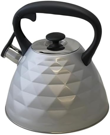 3L Stainless Steel Whistling Tea Kettle – Diamond Design Stovetop Kettle with Cool Grip Handle & Flip Spout – Loud Whistle for Boiling Water (Silver) - Image 4
