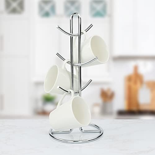 Spectrum Diversified Euro 6 Holder, Alloy Steel, Countertop Mug Tree, Mugs & Tea Cup Storage Rack, Coffee Counter Bar Accessory & Kitchen Organizer, 1 Count (Pack of 1), Chrome - Image 5