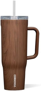 Corkcicle Cruiser Tumbler with Handle & Straw, 40 oz, Walnut Wood by Corkcicle