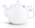 SAKI Large Porcelain Teapot, 48 Ounce Tea Pot with Infuser, Loose Leaf and Blooming Tea Pot - White by SAKI