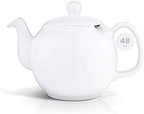 SAKI Large Porcelain Teapot, 48 Ounce Tea Pot with Infuser, Loose Leaf and Blooming Tea Pot - White by SAKI