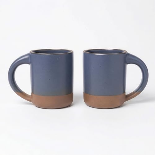 TOMO Mugs Set of 2, 12oz Modern Stoneware Coffee Mugs, Large Handle Ceramic Drinkware - Harbor Blue by TOMOSTONEWARE