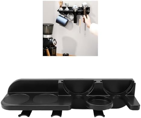 Wall Mounted Coffee Station Organizer, 58mm Portafilter Holder with Tamper and Distributor Storage, Floating Wall Shelf for Barista Tools in Home Kitchen Office - Image 5