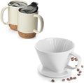 DOWAN Pour Over Coffee Dripper, Non Electric Pour Over Coffee Maker, Porcelain Slow Brewing Accessories for Home, Cafe, Restaurants, Easy Manual Brew Maker, White by DOWAN