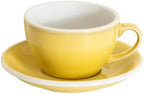 Loveramics Coffee Cup Ceramic, 8 oz Latte Art Cup with Saucer for Cappuccino, Tea, Espresso, Thick - walled stoneware Cappuccino mug Set for Cafe and Barista - Potters Colours (Butter Cup, 8OZ) by LoveramicsUSA