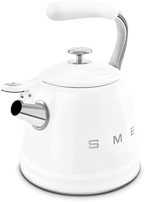 SMEG Stovetop Whistling Kettle – 50s Retro Style, 2.3 Liter (10 Cup / 2.4 Quart) Stainless Steel Tea Kettle with Iconic Design & Whistle – Premium Kitchen Statement Piece-White - Image 5