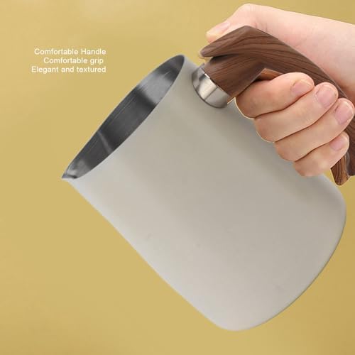Milk Frothing Pitcher, Stainless Steel Frother Cup with Scale, Coffee Foam Steaming Pitcher for Cafe Kitchen Machines Cappuccino Latte (1000ml) - Image 5