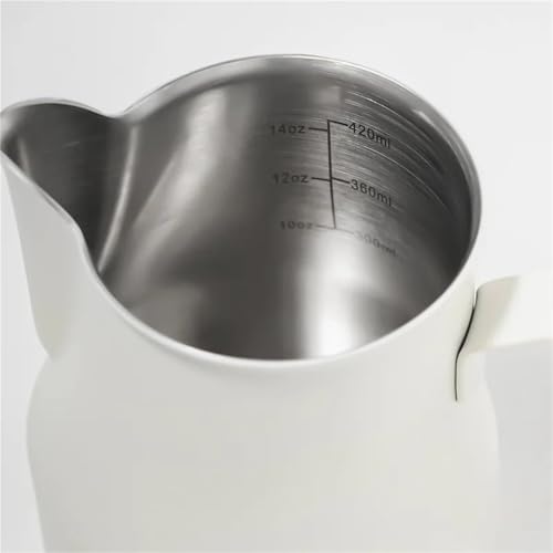 Milk Frother Cup Stainless Steel 304 Stainless Steel Milk Frothing Pitcher 350ml 450ml With Scale Espresso Latte Barista Tool Coffee Shop Home Use(White-350ml) - Image 5