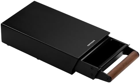 Normcore Espresso Knock Box Drawer, 304 Stainless Steel Under-Grinder Knock-Out Drawer with Walnut Wood Handle Fits Niche Zero & Fellow Ode, Shock-Absorbing Knock Bar, Size S, Matte Black by NORMCORECOFFEETOOLS