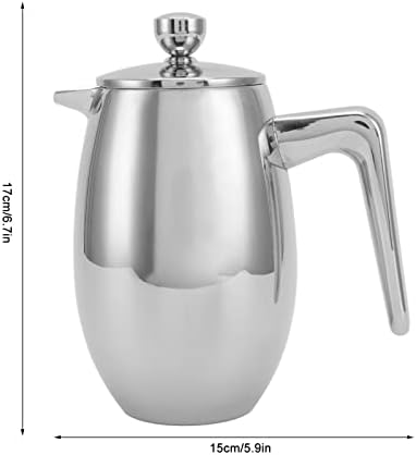304 Grade Stainless Steel Insulated Coffee Press with Spoon, French Press Coffee Maker, Cold Brew Heat Resistant Thickened Borosilicate Coffee Pot for Camping Travel(11 8OZ/350ML), French Press c - Image 6