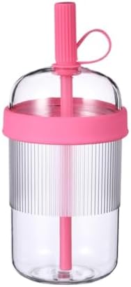 Reusable High-Clarity Copolyester Tumbler with Straw and Cap, 18oz Portable Coffee Mug with Ribbed Grip, Travel Cup for Office and Car - 540ml Multiple Colors (Hot Pink) by Unknown