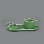 Longquan UNESCO Heritage Celadon Coffee Set Double-glazed collector's edition with oval-shaped plates and tableware - handcrafted plum green glaze ceramic gift box (1, Plum green glaze) - Image 2