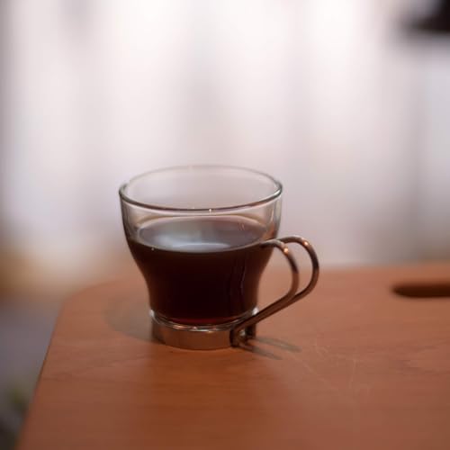 Bormioli Rocco Oslo Espresso Glass Cups 4 Set 3.75 Oz | Tempered Glass, Ergonomic Stainless Steel Handles, Dishwasher Safe, For Espresso, Coffee, Tea - Image 6