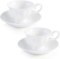 Fine Bone China Tea Cups and Saucers Set of 2, 4 oz by COSTMANCE