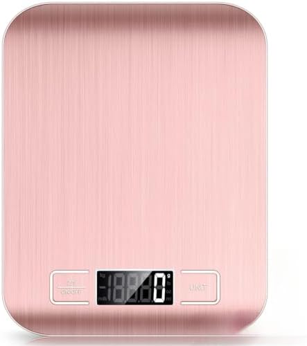 10kg Digital Kitchen Scale, Stainless Steel Electronic with Tare Function, LCD Display for Coffee Brewing, Baking, and Cooking(Pink) by Unknown