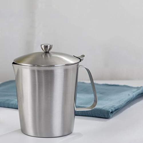 Milk Measuring Frothing Pitcher Jug Cup with Lid Stainless Steel Coffee Espresso Steaming Pitchers Cup Chocolate Candy Butter Cheese Melting 700ml(Size:10.5 * 8.8 * 14cm) (As Shown 9 * 7.5 * 13cm) - Image 7