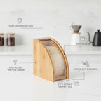 Vertical Coffee Filter Storage Box for Pour Over, Bamboo & PP Plastic Holder for Cone Filters - Image 4