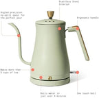 1 Liter Electric Gooseneck Kettle with Precision Pour Spout, Auto Shut Off, Cordless Design, 1200W (Sage Green) - Image 6