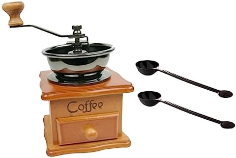 Hand Crank Coffee Bean Grinder with Ceramic Core Wooden 50-60g by cabilock