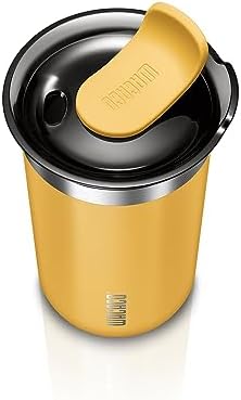 WACACO Octaroma Lungo Vacuum Insulated Coffee Mug, Double-wall Stainless Steel Travel Tumbler With Drinking Lid, 10 fl oz(300ml)， Amber Yellow - Image 2