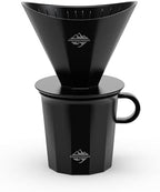 Pour Over Coffee Maker Set, Black Ceramic Coffee Dripper with V60 Paper filter, Black Ceramic Streamline Coffee Mug for Cafe Home Restaurant 6291-12201-03A by CrossCreekLLC