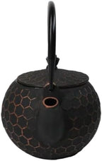 Ebros Gift Traditional Oriental Tetsubin Bronze Bees With Honeycomb Design Large 60oz Cast Iron Teapot With Enameled Interior And Strainer Asian Japanese Chinese Fusion Housewarming Tea Pot Accent - Image 5