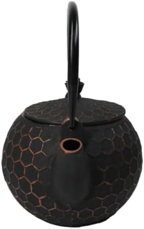 Ebros Gift Traditional Oriental Tetsubin Bronze Bees With Honeycomb Design Large 60oz Cast Iron Teapot With Enameled Interior And Strainer Asian Japanese Chinese Fusion Housewarming Tea Pot Accent - Image 5