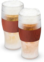 Host Freeze, Frozen Mugs, Freezable Pint Set, Beer Keep Your Drinks Cold, Double Walled Insulated Glasses, Tumbler for Iced Coffee, 16oz, Set of 2, Wood by HOST