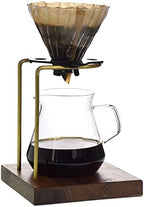 Pour Over Coffee Stand Coffee Drip Maker Stand Holder Dripper Stand Coffee Rack Brass Structure with Wooden Base for Quiet Suitable - Image 2