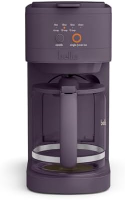 BELLA VersaBrew 2-in1 Coffee Maker, K-Cup compatible, Brew 3 Sizes Carafes & Single Serve Cups, Dishwasher Safe Reusable Filter & Filter Holder, Iced Coffee Function, 60oz Tank, Plum by bella