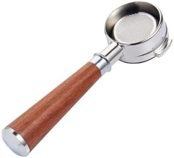 58mm Bottomless Coffee Portafilter,Compatible For La Marzocco，2-ear Steel Modified Solid Wood Handle Filter Barista Tool(Style c) by Unknown