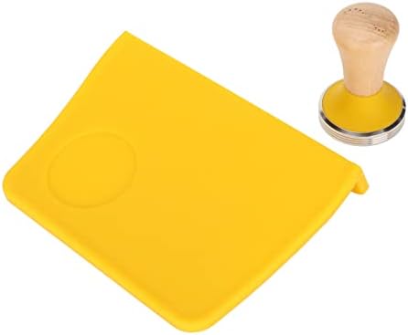 Coffee Powder Press Tool Set with Wooden Handle, Flat Base, Non Slip Silicone Tamper Mat with Slot, Blue, 51mm Hammer Diameter, for Home Office or Beverage Shop (58mm / 2.28in Tamper) - Image 2