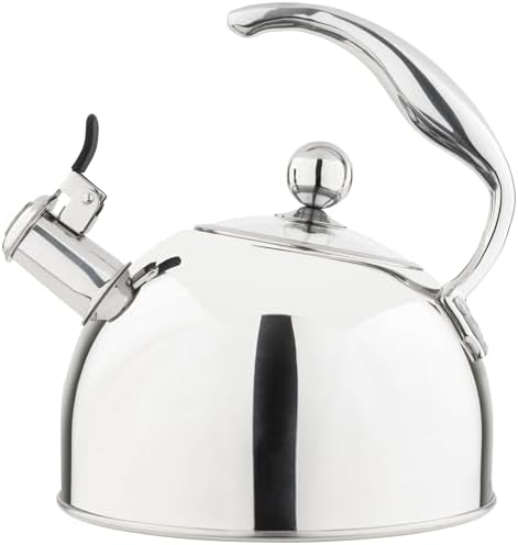 Viking 3-Ply Stainless Steel Tea Kettle, 2.6 Quart Stovetop Hot Water Pot with Tempered Glass Lid, Ergonomic Handle, Induction Ready, Mirror Finish by Unknown