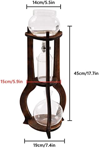 Iced Coffee Cold Brew Drip Tower, 6-8 Cups 600ml Glass Cold Brew Coffee Makers -20~300℃ Temperature Range,3 to 5 Hours with Removable Shelf and Adjustable Drip Speed Valve (Brown) - Image 2