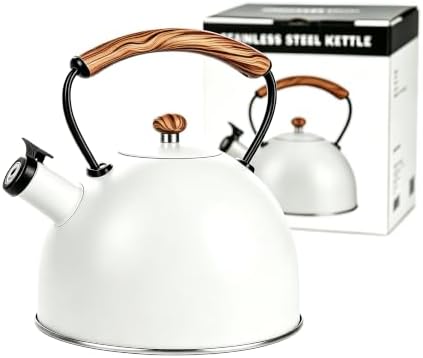 101oz/3.2 Quart Tea Kettle Stovetop, White by RayBear