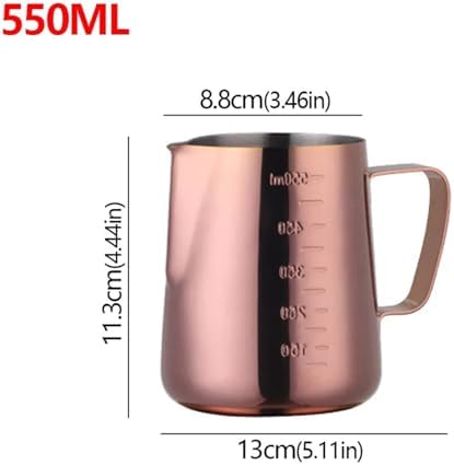 Milk Frother Cup,Coffee Jug,2pcs 350/550ml Espresso Coffee Pull Flower Milk Mugs Cup Stainless Steel Pull Flower Cup Milk Craft Latte Art Jug Pitcher Mug Cup(Rose Gold,550ml) - Image 2