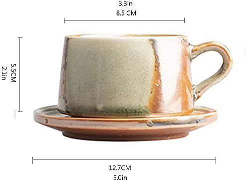 Coffee Mug Vintage Handmade Stoneware Coffee Cup Net Red Hand-made Coffee Cup and Saucer Set Japanese Ceramic Latte Art Cappuccino Barista Cup Coffee Cup - Image 2