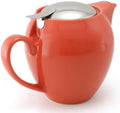 ZERO JAPAN Round Teapot, 19.6 oz / 580cc - Ceramic Tea Pot with Stainless Steel Lid and Infuser, Dishwasher Safe, Made in Japan (Carrot) by ZEROJAPAN