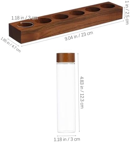 Glass Coffee Bean Container Storage Tubes with Wood Stand - Image 2