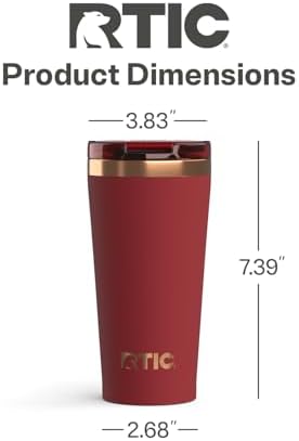 RTIC 18oz Pint Tumbler with Lid, Ceramic Lined, Black Cherry - Image 5