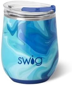 Swig Life 12oz Insulated Wine Tumbler with Lid, Blue Lagoon by SwigLife