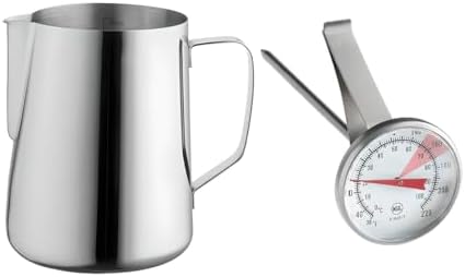 OCS Parts 66 oz Stainless Steel Frothing Pitcher with Frothing Thermometer by OCSParts