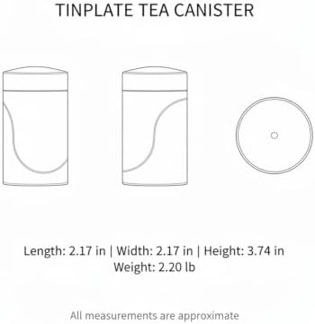 Food Storage Canister with Built-in Scoop, Round Tinplate Metal Jar for Loose Leaf Tea Organization, Black Finish - Image 7