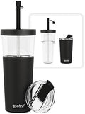 asobu ClearInsulation Flexi Straw Tumbler Marina a Tritan 28 oz Tumbler with 17 Oz Stainless Steel Insulated Sleeve for Ice Coffee or Hot Tea (Black) by Asobu