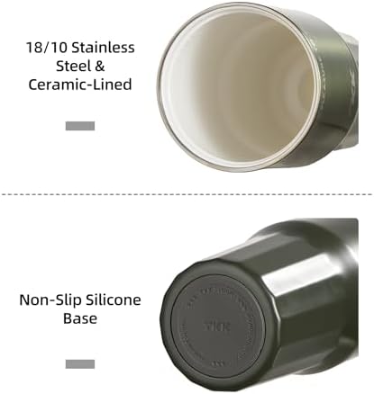 TKK 24 oz Ceramic Coated Tumbler with Straw Lid, 18/10 Stainless Steel Vacuum Tumblers, Leakproof Double Walled Car Cup with Handle & Tea Infuser& Dishwasher Safe, for Hot & Cold Drinks,Alpine Green - Image 5